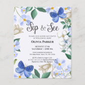 Budget Blue Butterfly Boy Baby Sip en See Invite (Voorkant)