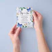 Budget Blue Butterfly Boy Baby Sip en See Invite Flyer (Hand)