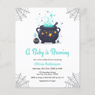 Budget Blue Cauldron Halloween Baby shower Uitnodi Flyer