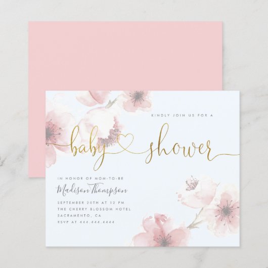 Budget Blue Cherry Blossom Floral Baby shower (Voorkant / Achterkant)