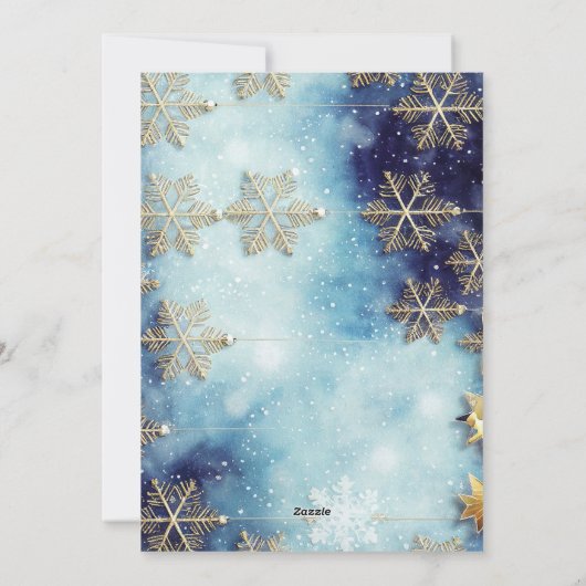 Budget Blue Christmas Plaid  3 Photo Holiday Card Feestdagenkaart (Achterkant)