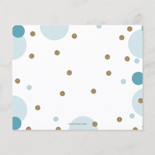 Budget Blue Confetti Boy Baby shower Uitnodiging (Achterkant)
