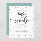 Budget Blue Confetti Type Baby Sprinkle Uitnodigin (Voorkant / Achterkant)