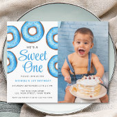 Budget Blue Donut 1e foto Verjaardagsfeest Uitnodi