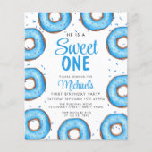 Budget Blue Donut Boy's eerste verjaardagsuitnodig (Voorkant)