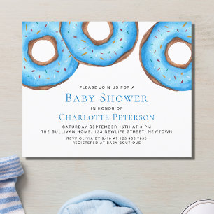 Budget Blue Donuts Boy's Baby shower Invitation