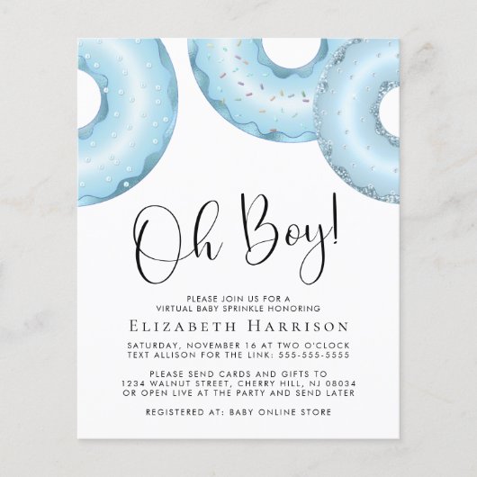 Budget Blue Donuts Oh Boy Virtual Sprinkle nodigt (Voorkant)