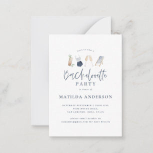 budget blue drinken bachelorette uitnodigen weeken notitiekaartje