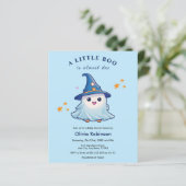 Budget Blue Een beetje Boo Baby shower Uitnodiging (Staand voorkant)