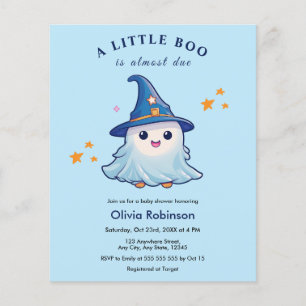 Budget Blue Een beetje Boo Baby shower Uitnodiging Flyer