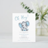 Budget Blue Elephant Baby Jongen Douche Uitnodigin (Staand voorkant)
