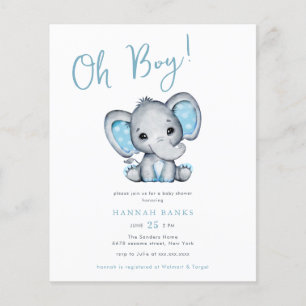 Budget Blue Elephant Baby Jongen Douche Uitnodigin