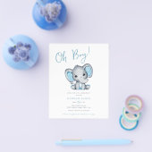 Budget Blue Elephant Baby Jongen Douche Uitnodigin Flyer (Enkel)