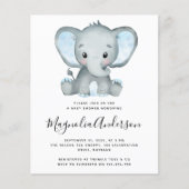 BUDGET Blue Elephant Baby shower Invitation (Voorkant)