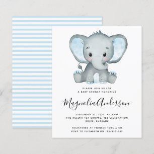 BUDGET Blue Elephant Baby shower Invitation