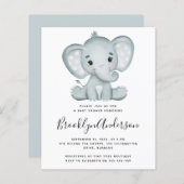 BUDGET Blue Elephant Baby shower Invitation (Voorkant / Achterkant)