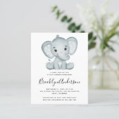 BUDGET Blue Elephant Baby shower Invitation (Staand voorkant)