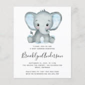 BUDGET Blue Elephant Baby shower Invitation (Voorkant)
