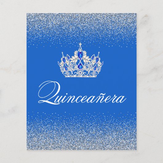 Budget Blue en Silver Quinceanera Uitnodigingen (Achterkant)