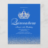 Budget Blue en Silver Quinceanera Uitnodigingen (Voorkant)