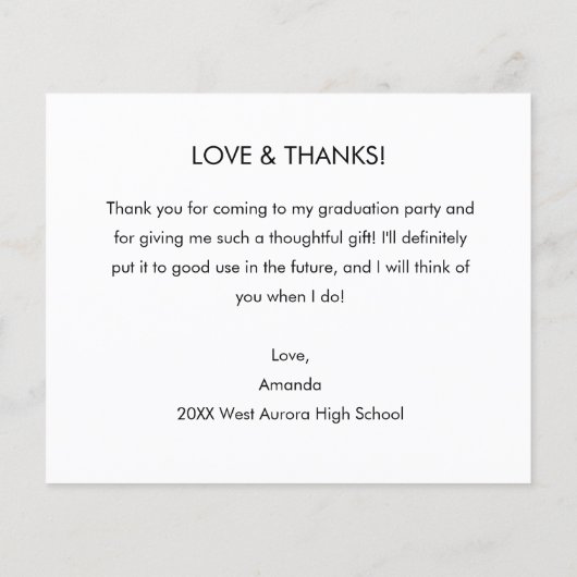 Budget Blue en White Afstudeerder Dank u wel (Achterkant)