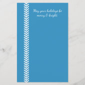 Budget Blue en White Stitches Photo Holiday Card (Achterkant)