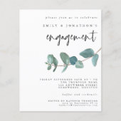 Budget Blue Eucalyptus Photo Verloving Invitation (Voorkant)