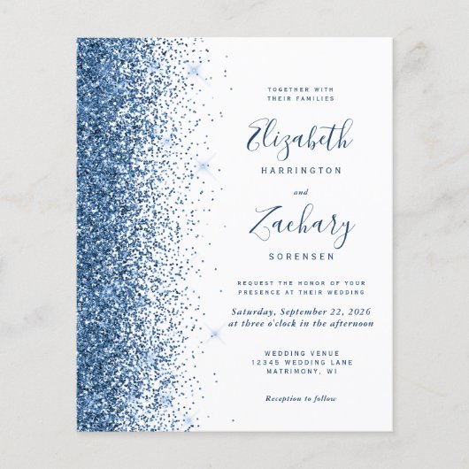 Budget Blue Faux Glitter Wedding (Voorkant)
