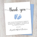 Budget Blue Feet Baby Boy Shower - Dank u wel kaar<br><div class="desc">Bedankt dat je baby jongen onder de douche zit met deze budgetvriendelijke schattige dankjewel met "dank je" in een stijlvol script met swashes en een blauwe waterverf van de baby. Onderaan kunt u uw dankjebericht gemakkelijk personaliseren of spatie voor een handgeschreven nota verlaten.</div>