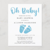Budget Blue Feet Baby Shower - uitnodiging (Voorkant)