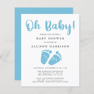 Budget Blue Feet Baby Shower - uitnodiging