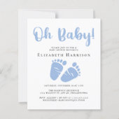 Budget Blue Feet Boy Baby shower Uitnodiging (Voorkant)
