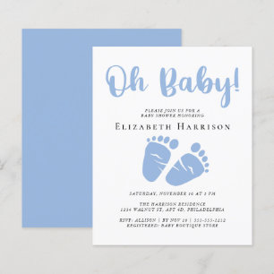 Budget Blue Feet Boy Baby shower Uitnodiging