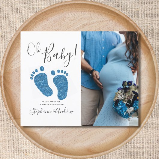 Budget Blue Feet Couples Baby shower Uitnodiging