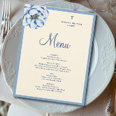 Budget Blue Floral Baby Boy Baptism Menu