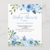 Budget Blue Floral Baby shower Invitation (Voorkant)