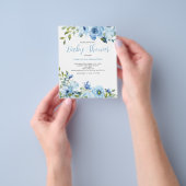 Budget Blue Floral Baby shower Invitation Flyer (Hand)