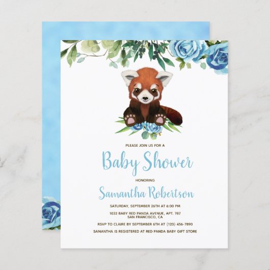 Budget Blue Floral Beer Boy Baby shower (Voorkant / Achterkant)