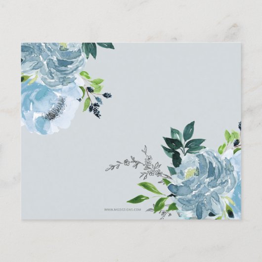 Budget Blue Floral Boy Baby shower Invitation (Achterkant)