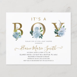 Budget Blue Floral Boy Baby shower Invitation