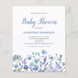 Budget Blue Floral Boy Baby shower Invitation Flyer