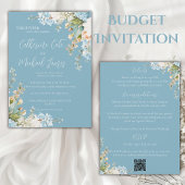 Budget Blue Floral Hydrangea Elegant Wedding Kaart
