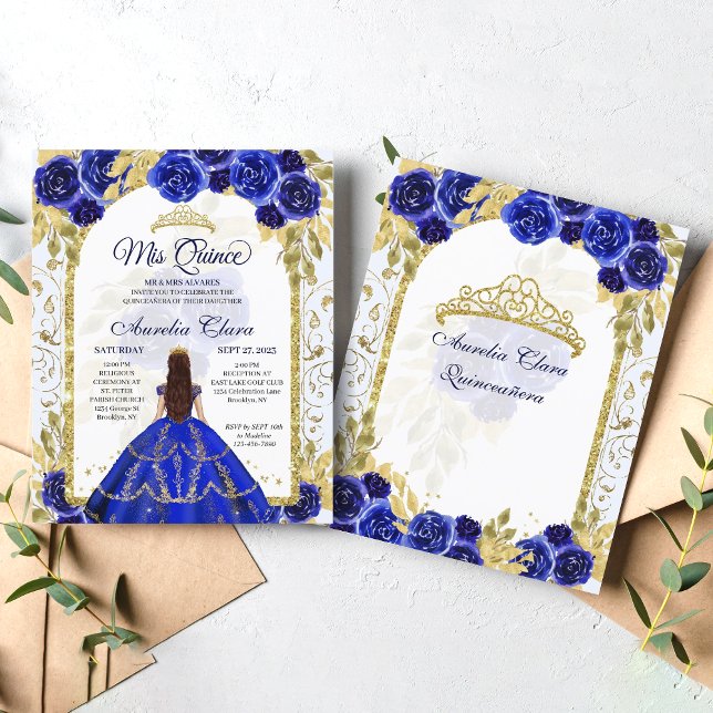 Budget Blue Floral Princess Gold Arch Quinceanera (Creator heeft geüpload)