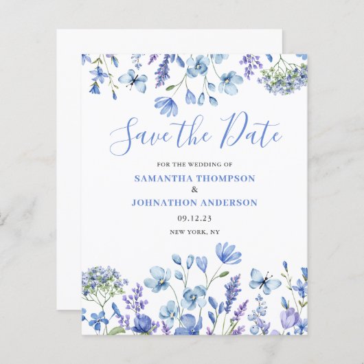 Budget Blue Floral Sla de datum op (Voorkant / Achterkant)