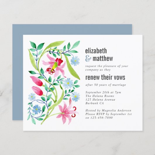 Budget Blue Floral Vow Renewal (Voorkant / Achterkant)