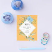 BUDGET Blue Floral Wedding Invitations Eucalyptus Flyer (Enkel)