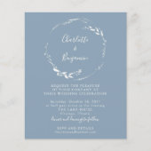 Budget Blue Floral Wreath Script Wedding Invite (Voorkant)