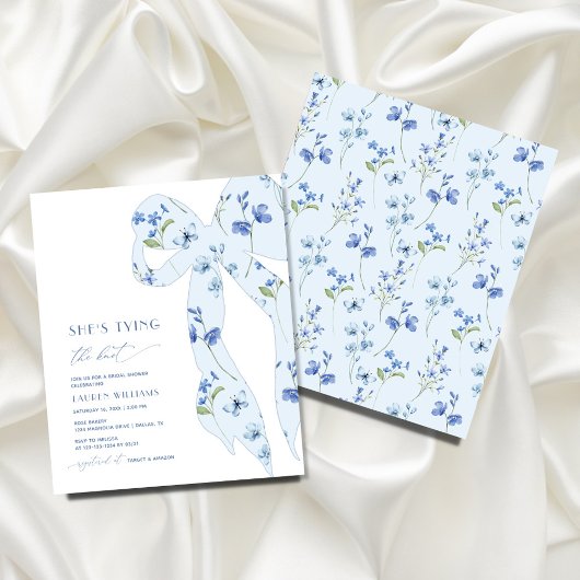 BUDGET Blue Floral Ze is Tying Knot Vrijgezellenfe Flyer