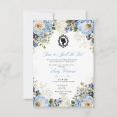 Budget Blue Florals Bridgerton Birthday Party Kaart (Voorkant)