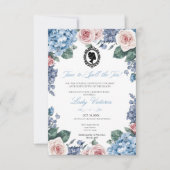 Budget Blue Florals Bridgerton Birthday Party Kaart (Voorkant)